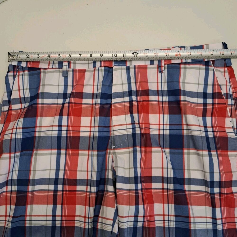 Pro Series PGA TOUR  Men's 40 Red/White/Blue Plaid Shorts - Picture 5 of 7